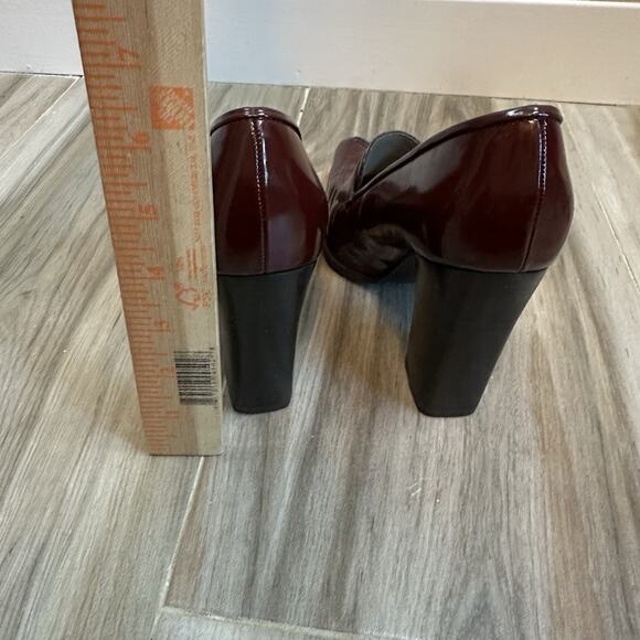 VTG Prada Block Heel Burgundy Red Loafers 8.5/38.5 Heels Pumps Twee Retro Goth - Picture 11 of 14
